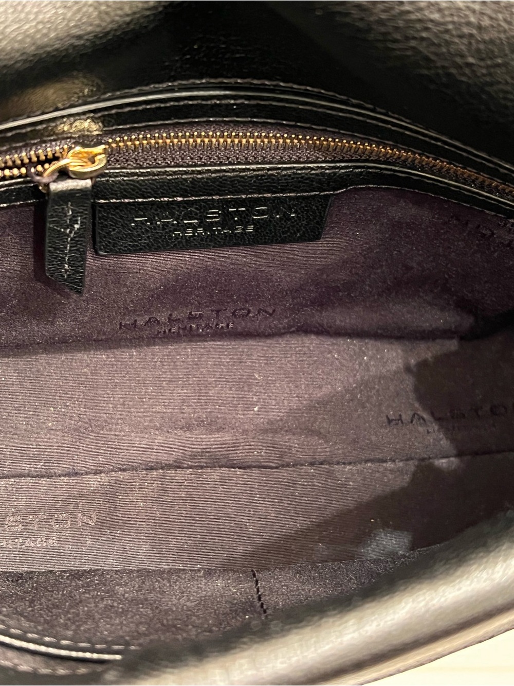 Halston Heritage Black Leather Crossbody with Gold Chain Strap - Picture 5 of 8